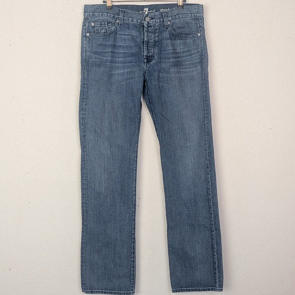 Men's 7 for All Mankind Standard Straight Leg Jean, Medium Wash - Size 33 x 35